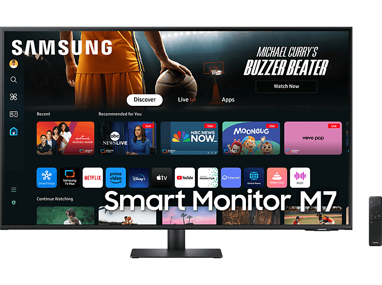 REACONDICIONADO Seminuevo Bueno Monitor - Samsung Smart M7 LS43DM702UUXEN, 43", UHD 4K, 4ms, 60Hz, Wireless Display, HDMI2 EA, USB 3, WiFi, Bluetooth
