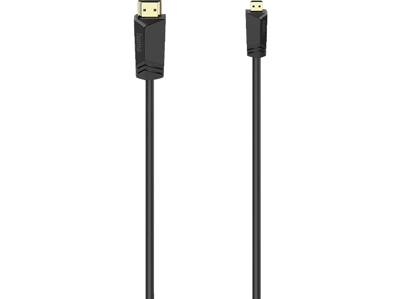 HAMA 074259 High Speed HDMI™-Kabel Stecker Typ A - D (Micro), Ethernet, 2 m, HDMI-Kabel, Schwarz