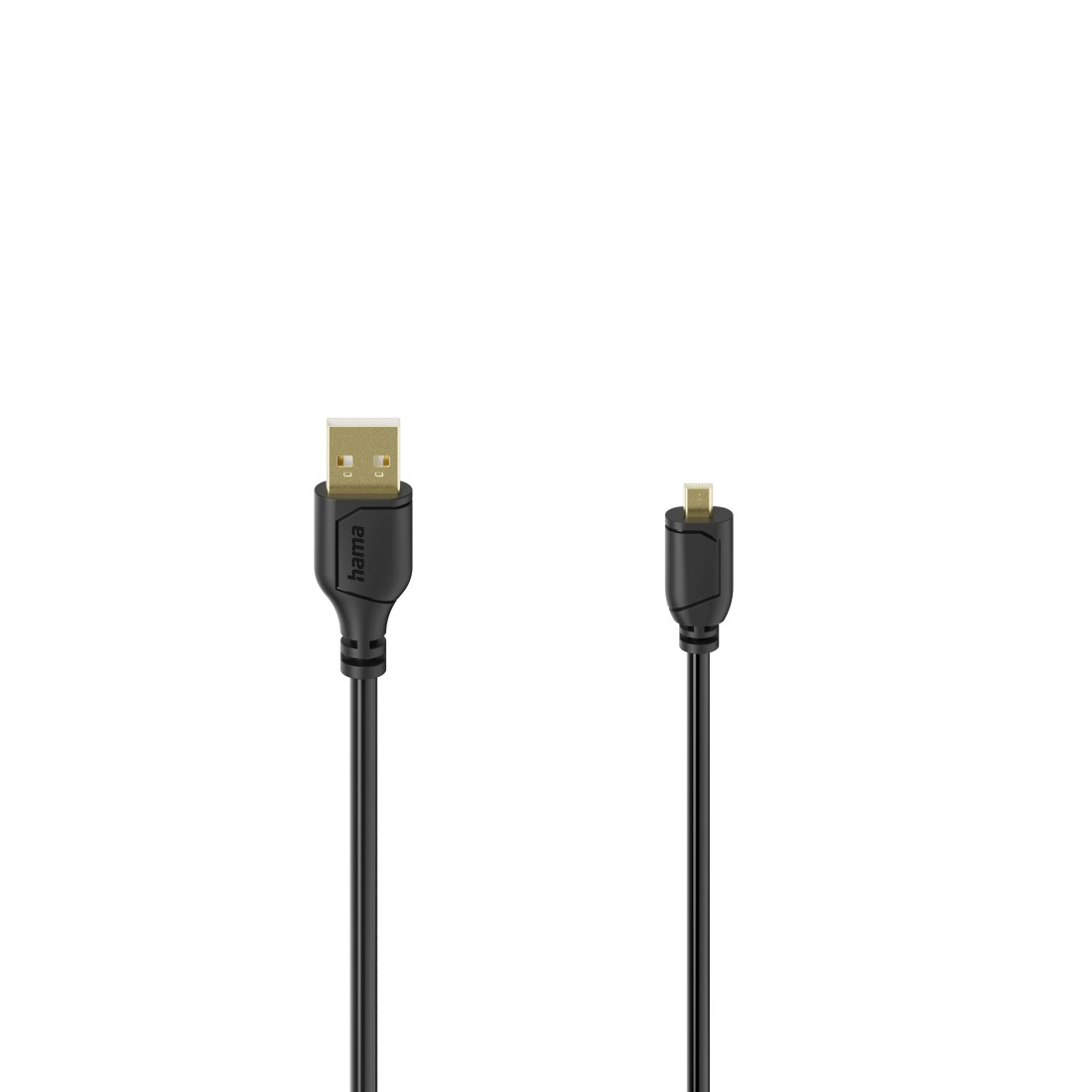 Schwarzes USB-zu-Micro-USB-Kabel.