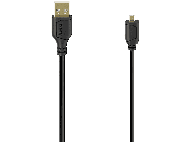 Thumbnail - HAMA 074263 Mini-USB-Kabel "Flexi-Slim", Mini-B8-Stecker, USB 2.0, 480 Mbit/s, 0.75 m, USB-Kabel, Schwarz