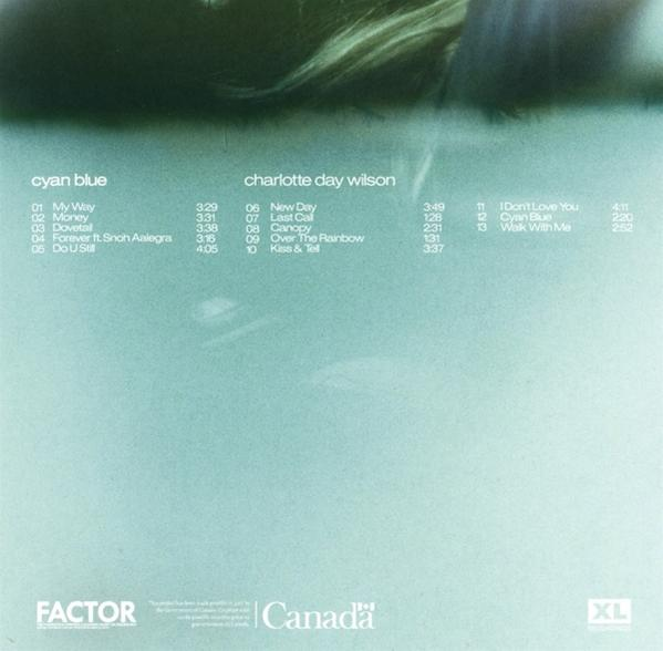 Albumcover, cyanblauer Hintergrund, mit Künstlernamen und Titelliste. Factor- und Canada-Logo.