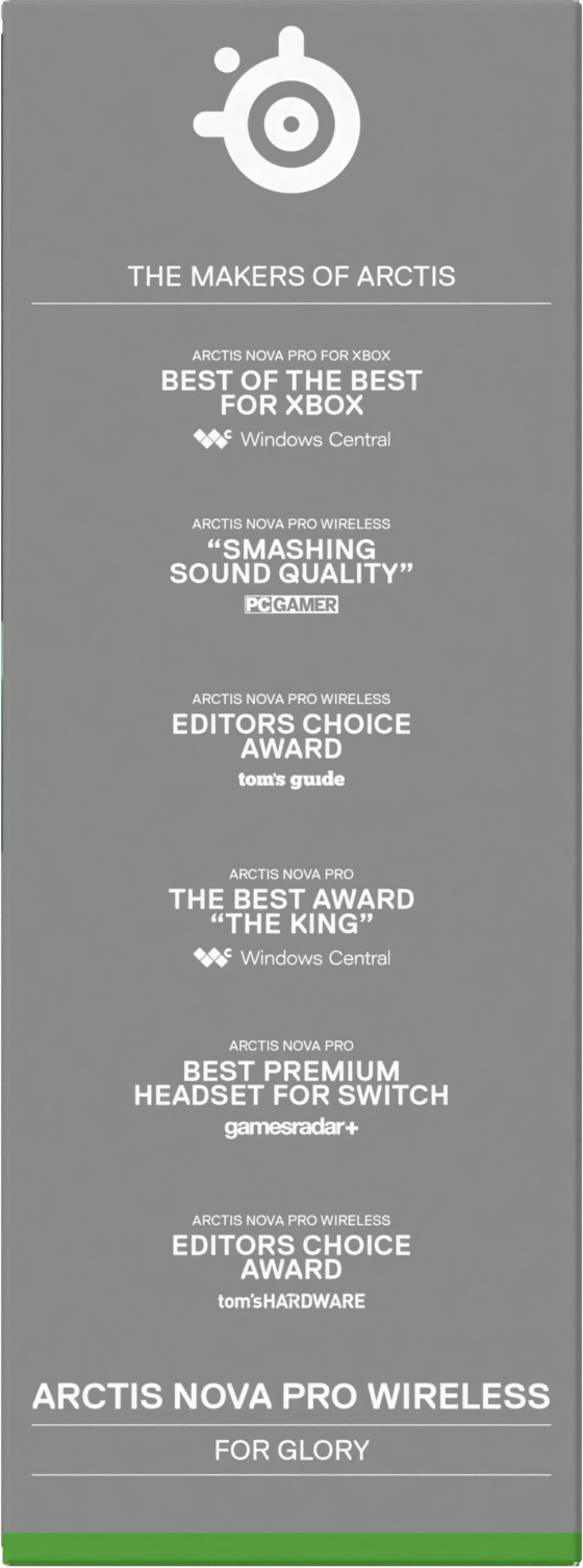 Werbegrafik. Text enthält Auszeichnungen 'Best of', 'Editors Choice'. Kopfhörer-Produktbilder.
