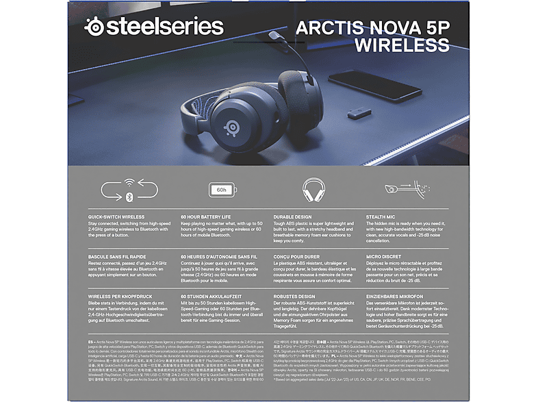 STEELSERIES Arctis Nova 5P - PlayStation 5 & PC, Over-ear Gaming Headset Bluetooth Schwarz