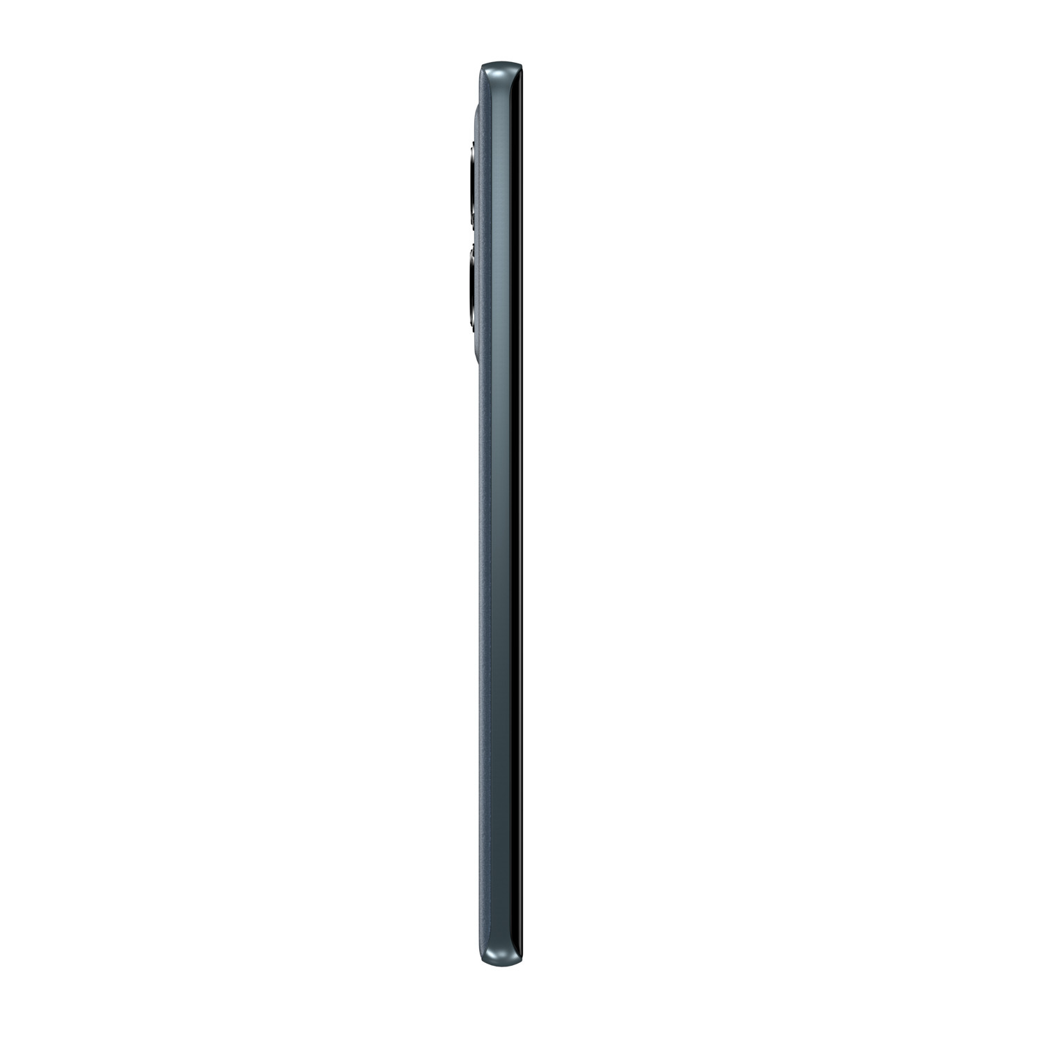 Vue latérale d'un smartphone gris foncé avec plusieurs caméras.