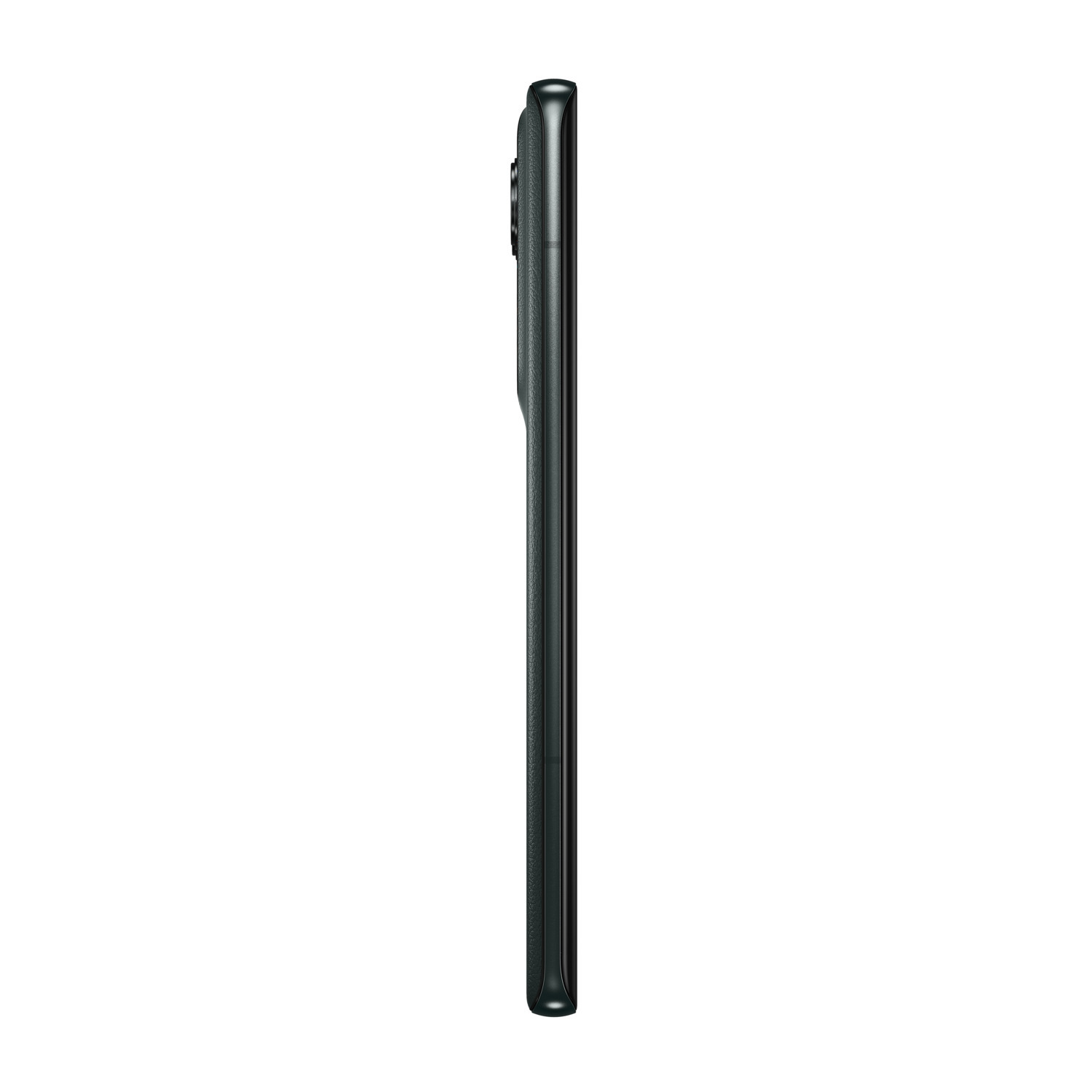 Une vue latérale d'un smartphone noir.