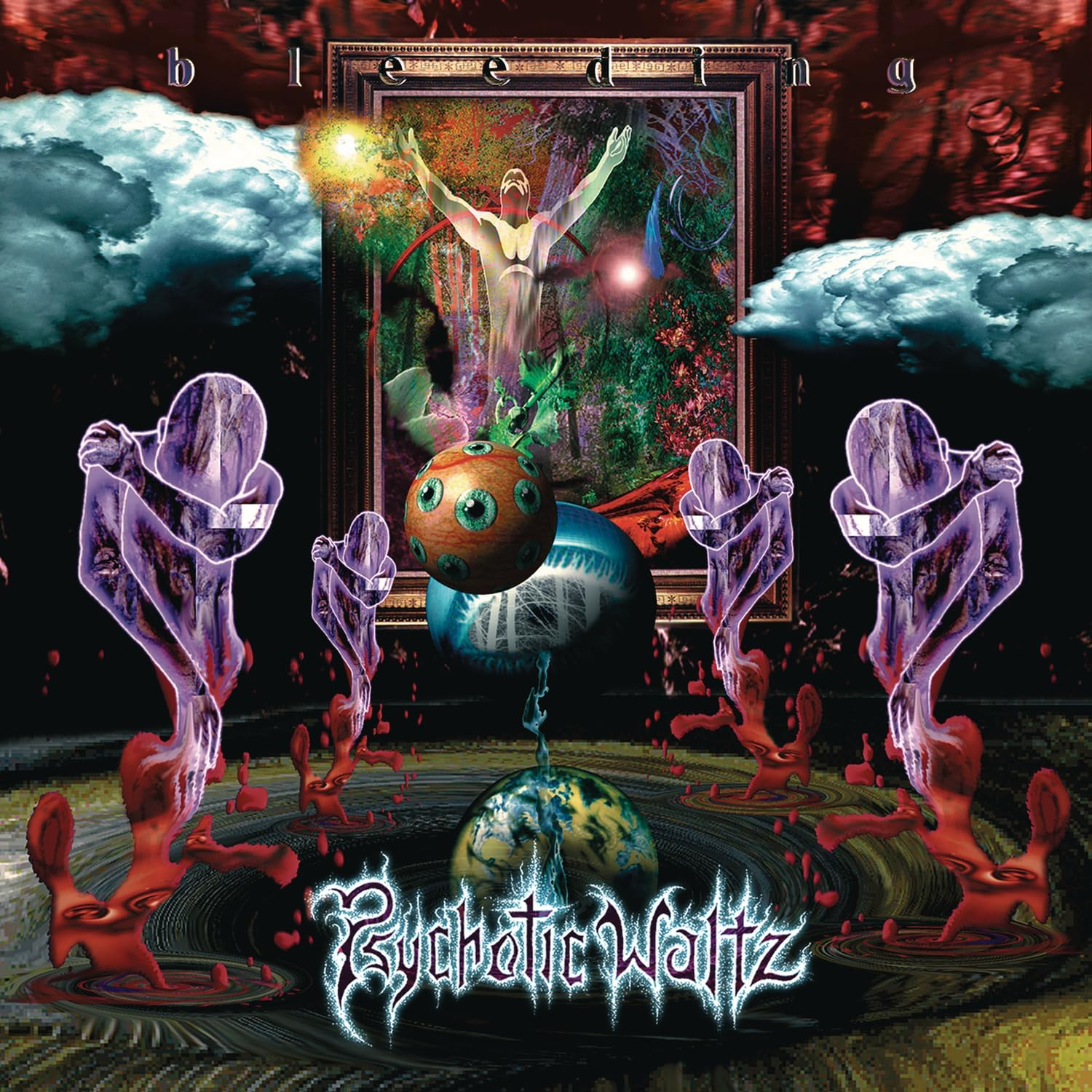 Psychotic Waltz album borítója szürreális művészettel. Figurák, egy festmény és absztrakt elemek. Sötét.