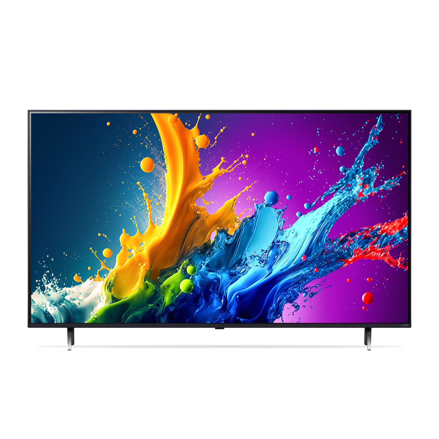 Tv met een kleurrijke splash art display. Levendige kleuren in een splash.