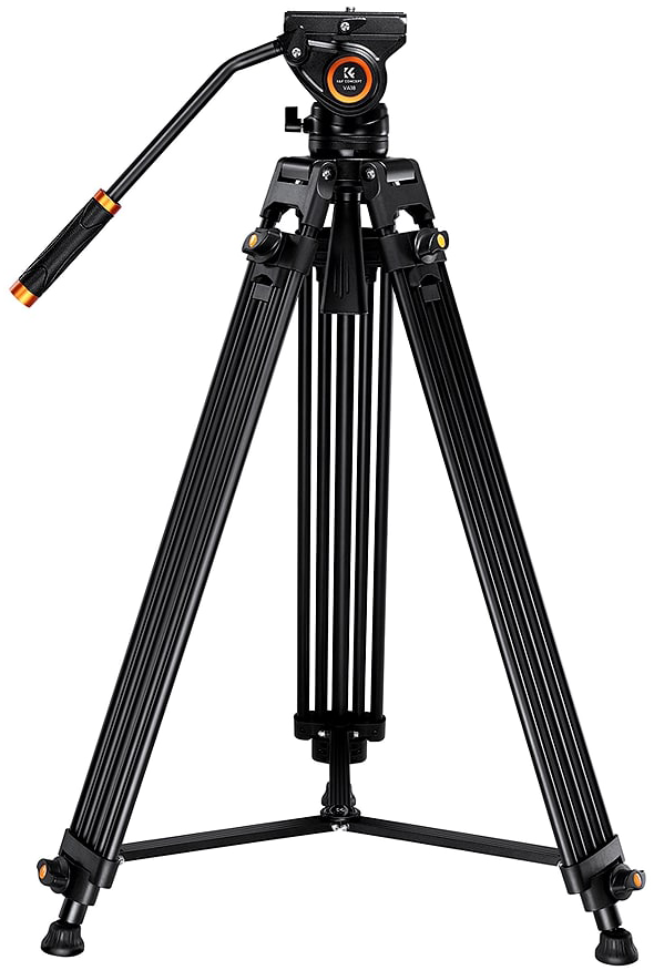 K&F Concept VA18 videóállvány, VH081 video-fluid fej, 183cm magasság, 8kg teherbírás