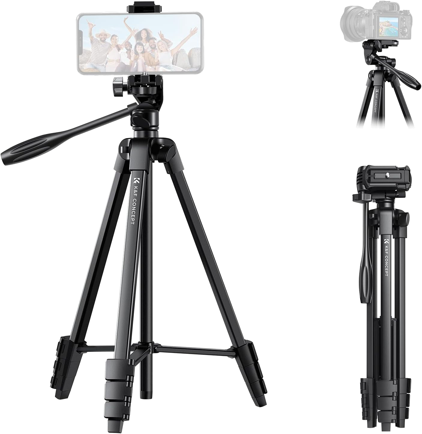 K&F Concept B174A1 állvány, telefontartó adapterrel, bluetooth kioldóval