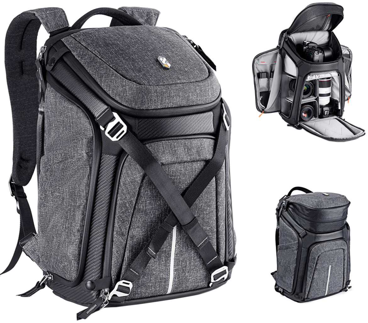 K&F Concept Alpha Backpack 25 literes, fotós hátizsák, vízálló, szürke