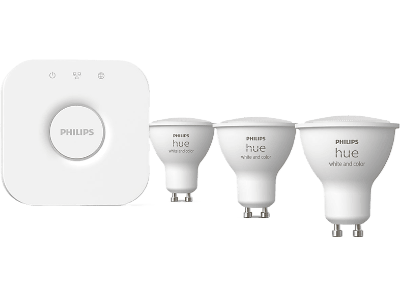 Kit de démarrage Philips Hue avec 3 ampoules GU10 et Bridge