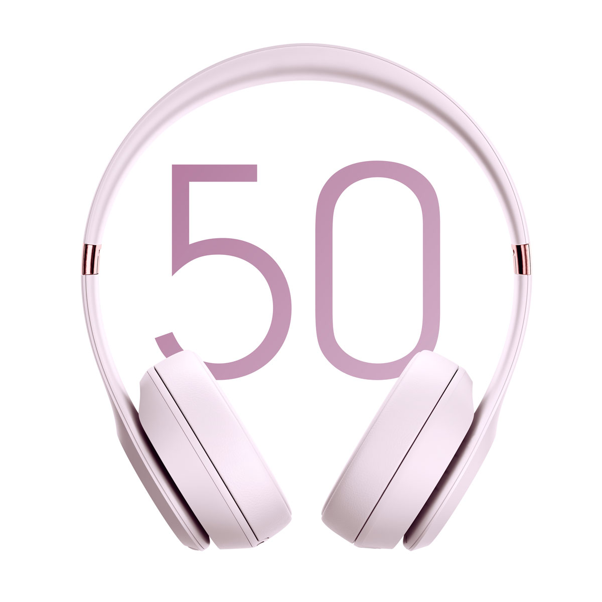Auriculares blancos con el número 50 en el centro. Están sobre un fondo blanco.