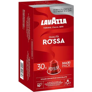 Cápsulas monodosis - Lavazza Qualità Rossa, Robusta y Arábica, Tueste italiano, Compatible con Nespresso, 30 cápsulas