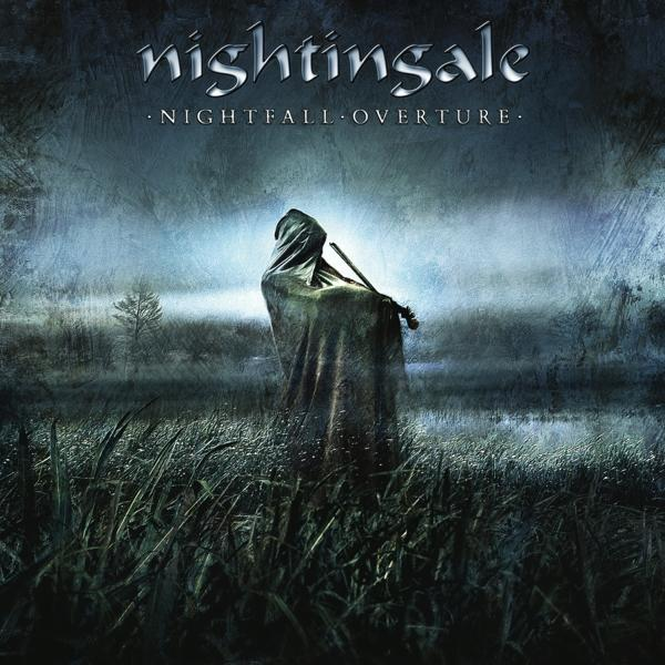 Albumcover für Nightfall Overture von Nightingale. Eine Kapuzenfigur auf einem Feld.