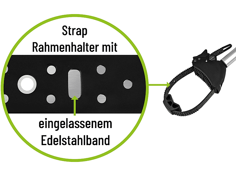 EUFAB Strap Rahmenhalter lang Ø 25+30 mm, Schwarz/Silber)