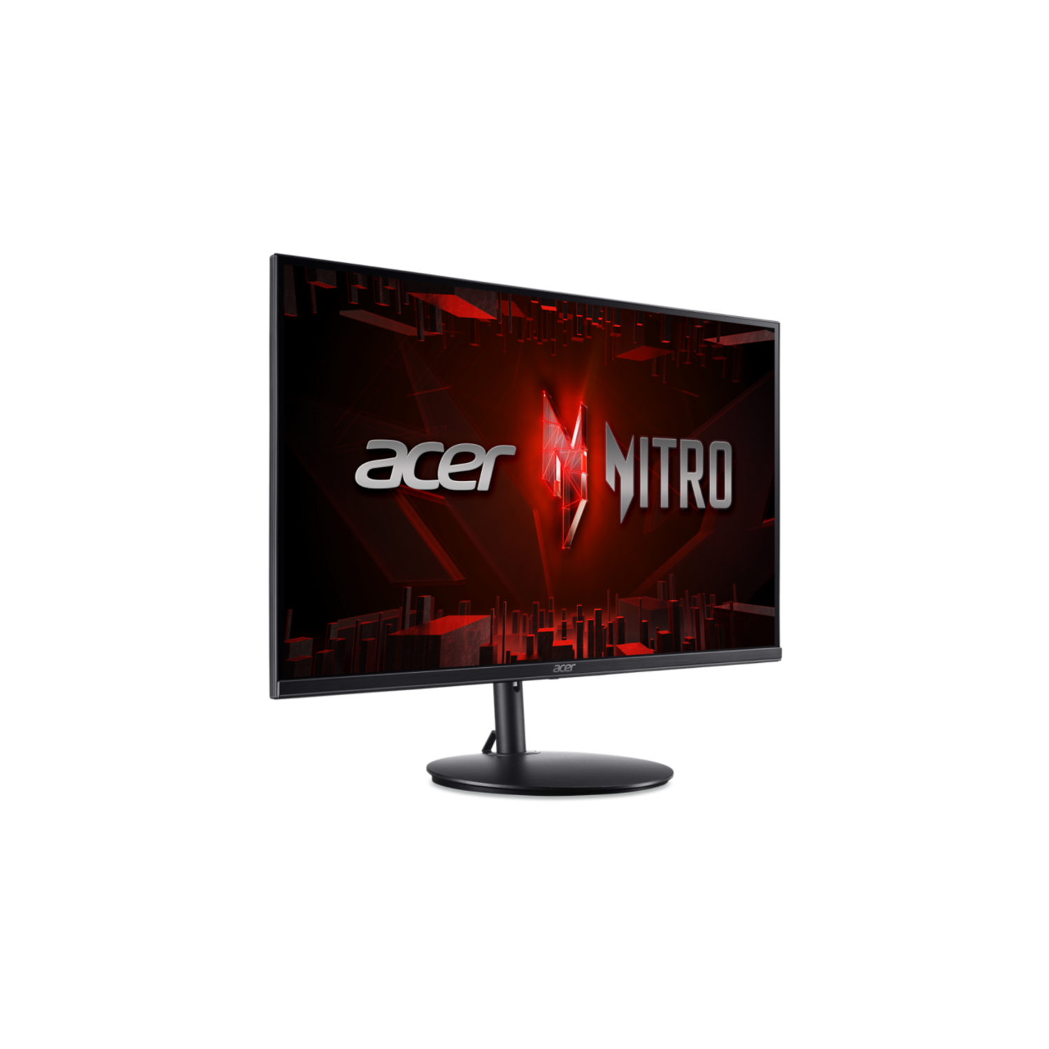 Acer Nitro monitor on a dark background, with a red logo and text.