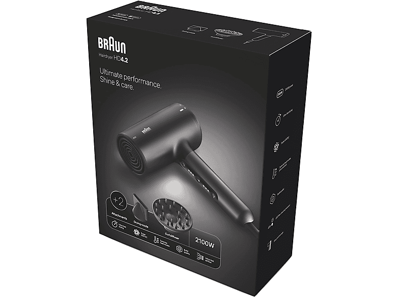 BRAUN HD425E HD4.2 Iontec Difüzörlü Saç Kurutma Makinesi Mat Siyah_5