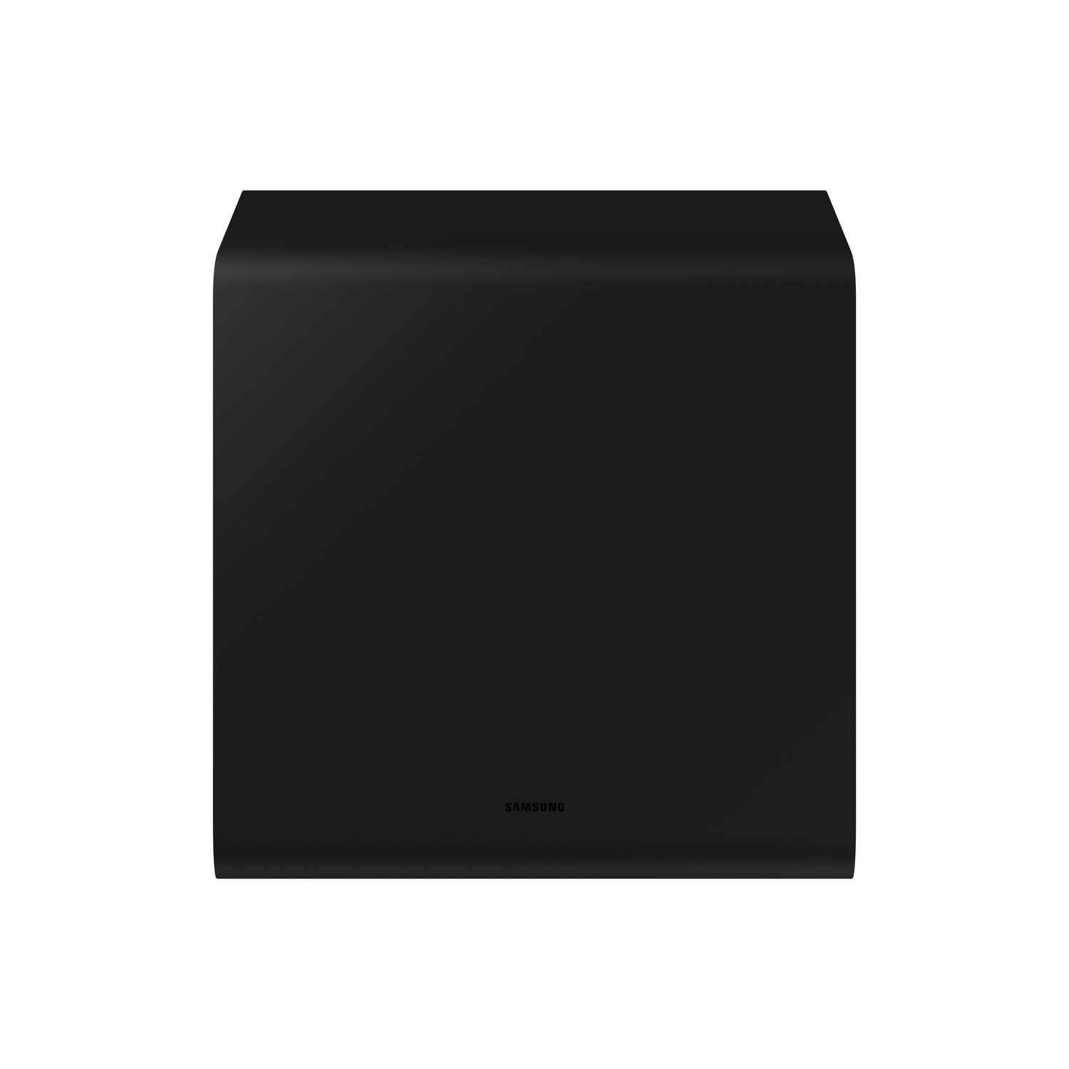Black Samsung subwoofer. A simple rectangular design with the Samsung logo on the front.