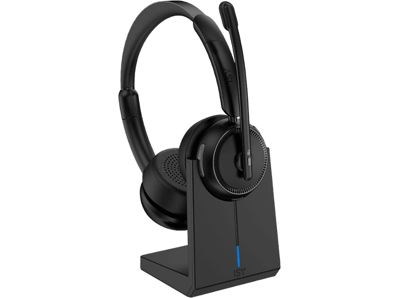 ISY IHS-8200 Bluetooth Headset mit Dockingstation, Over-ear Headset Bluetooth Schwarz