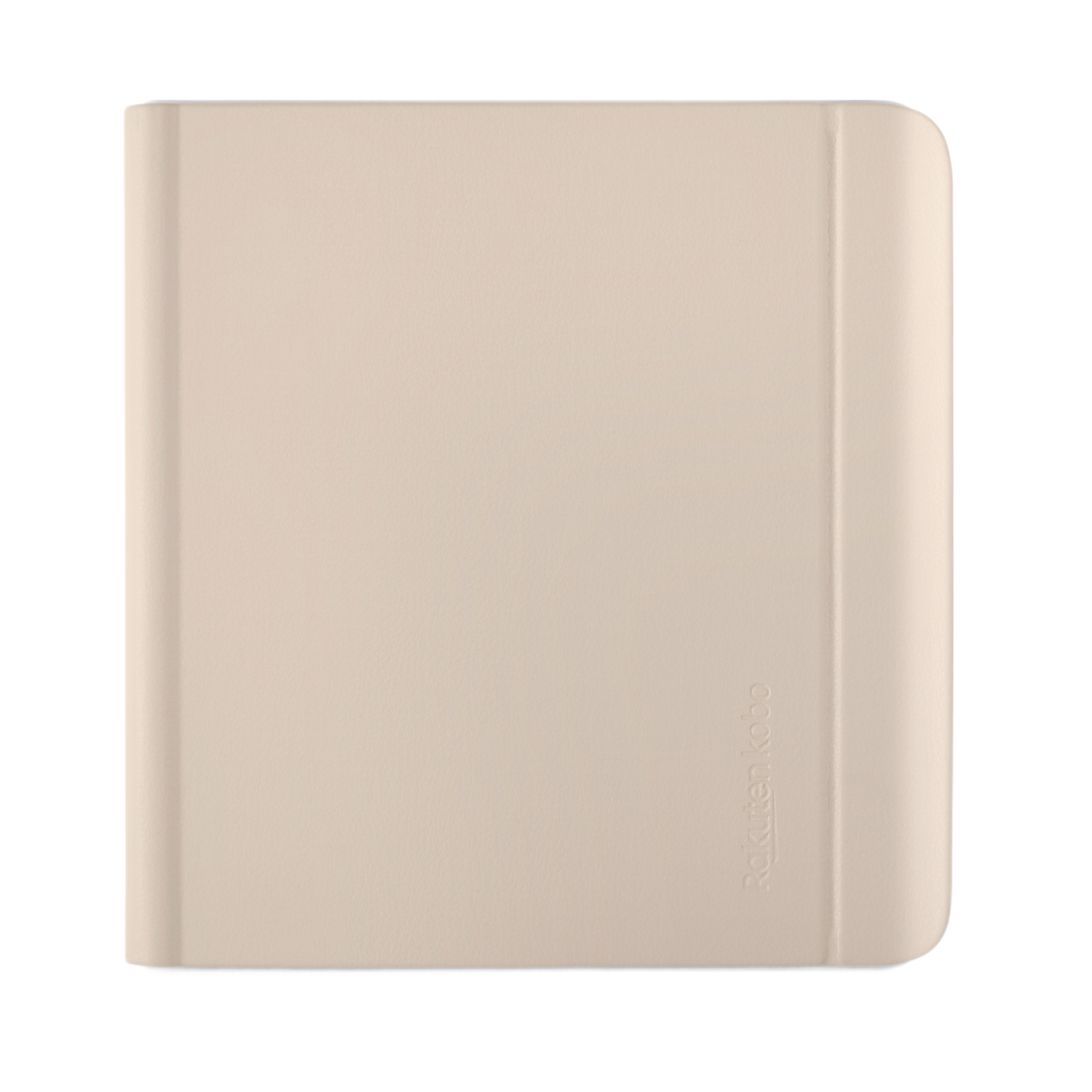 Een lichtbeige e-reader hoes, gesloten. Het Rakuten Kobo-logo staat rechtsonder.