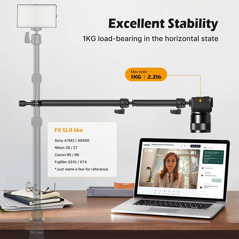 Kamera rögzítési beállítás laptopon videóhívással, DSLR-rel.