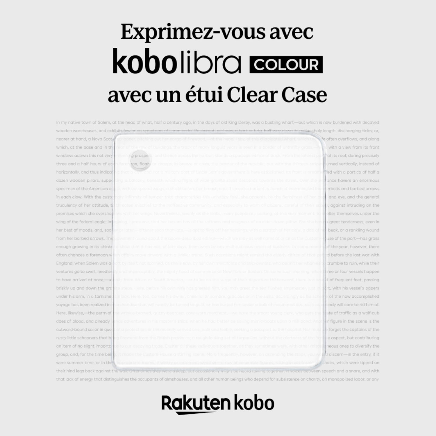 Texte blanc sur un fond flou avec le mot "kobo libra colour".