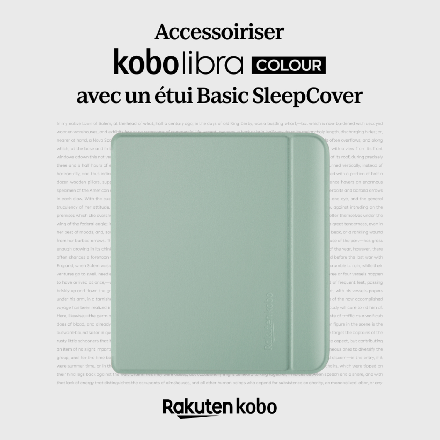 Kobo Libra Colour avec une housse Basic Sleep verte.
