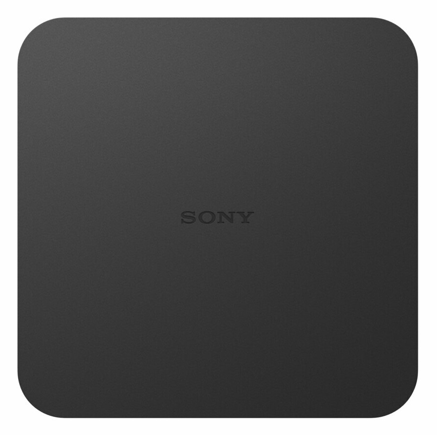 Ciemnoszara, zaokrąglona skrzynka z wytłoczonym logo 'SONY' na środku. Powierzchnia jest gładka i matowa.