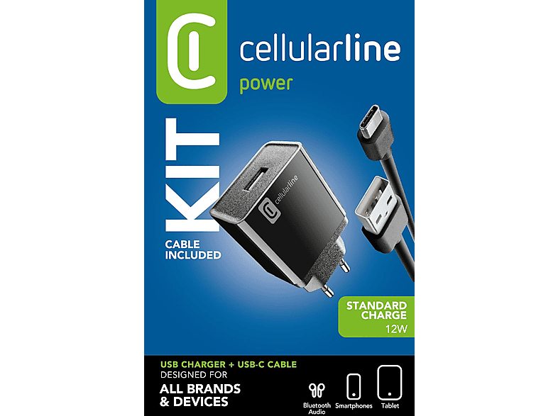 CELLULARLINE 10W Şarj Kiti Adaptör + Type-C Kablo Siyah_2