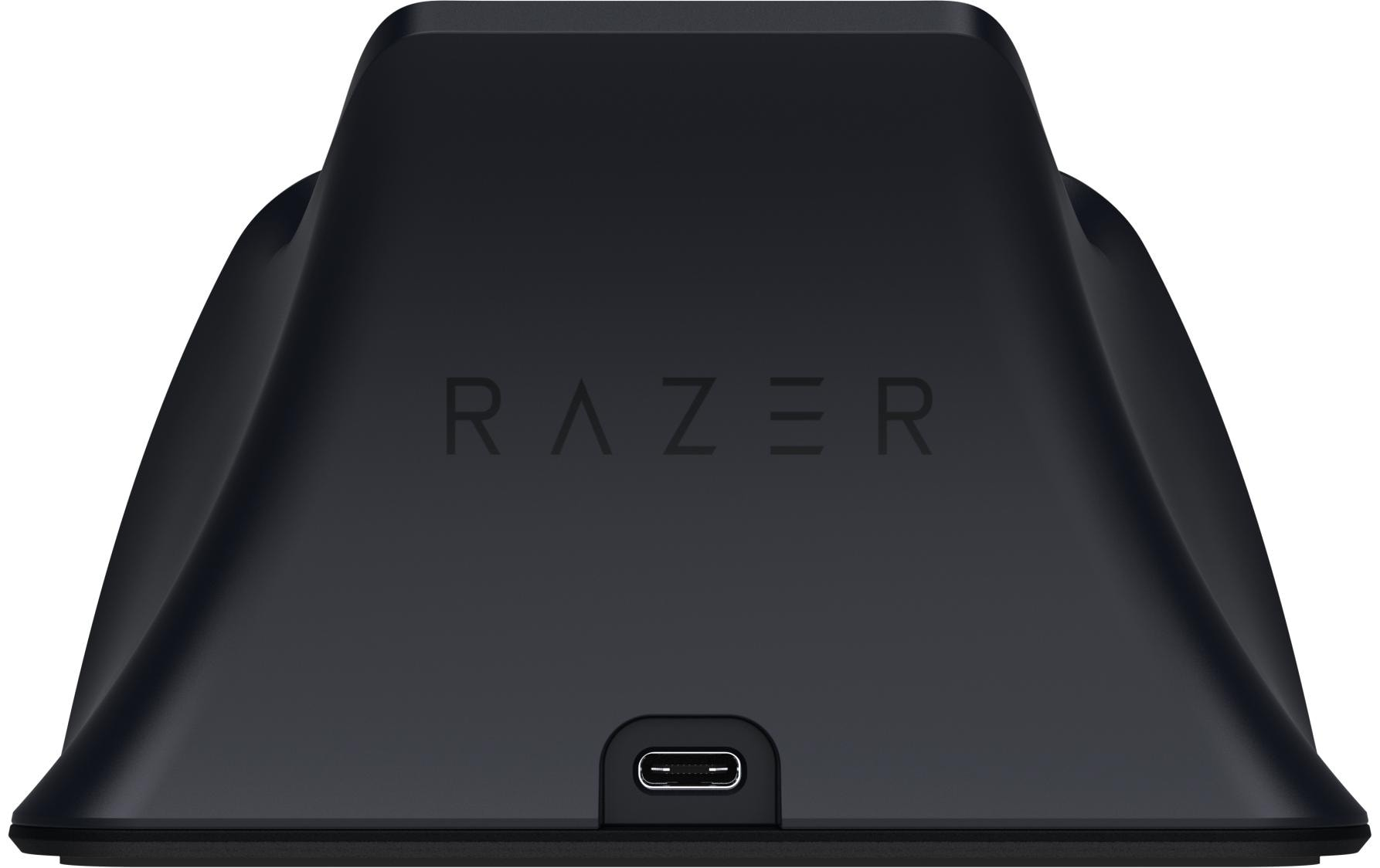 Un support de chargement Razer noir avec port USB-C.