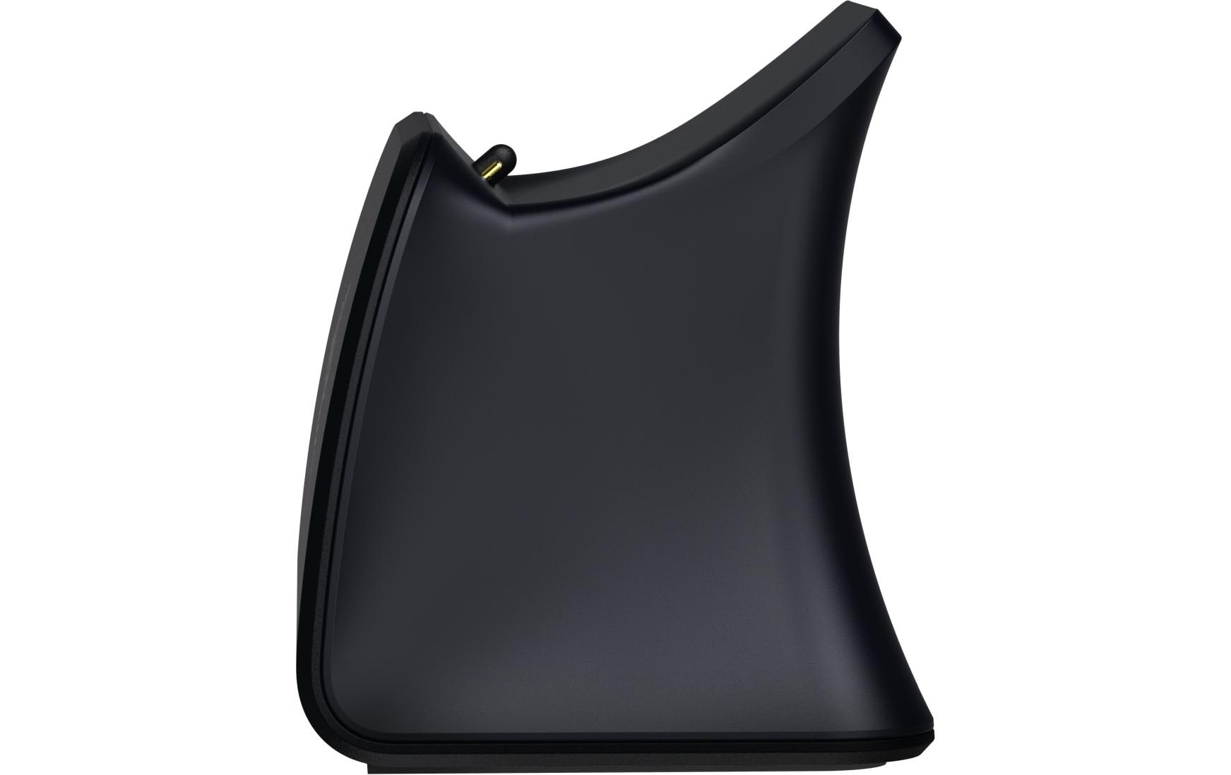 Un objet noir et incurvé avec une broche dorée sur le dessus.
