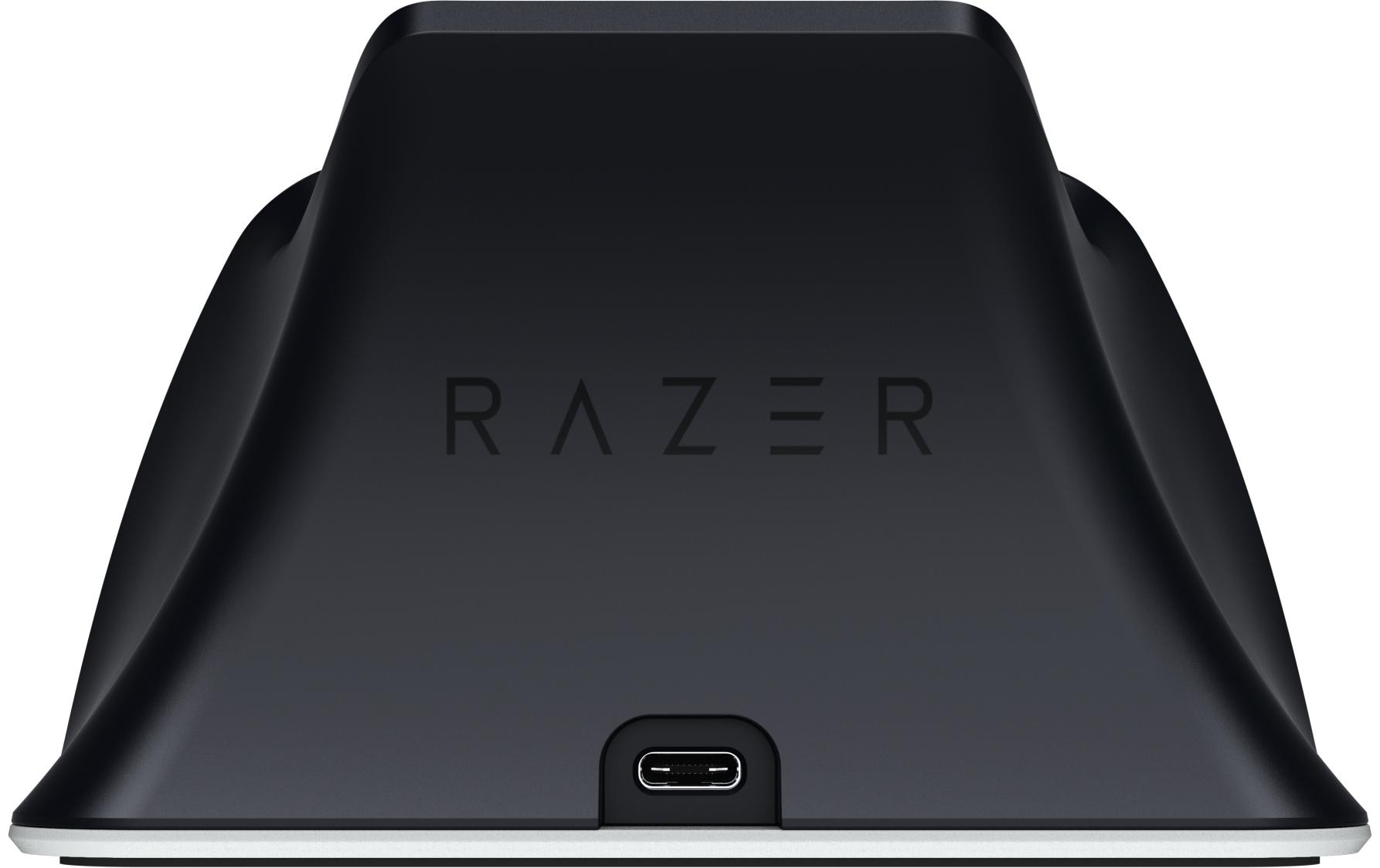 Support de chargement Razer noir avec port USB-C et logo.