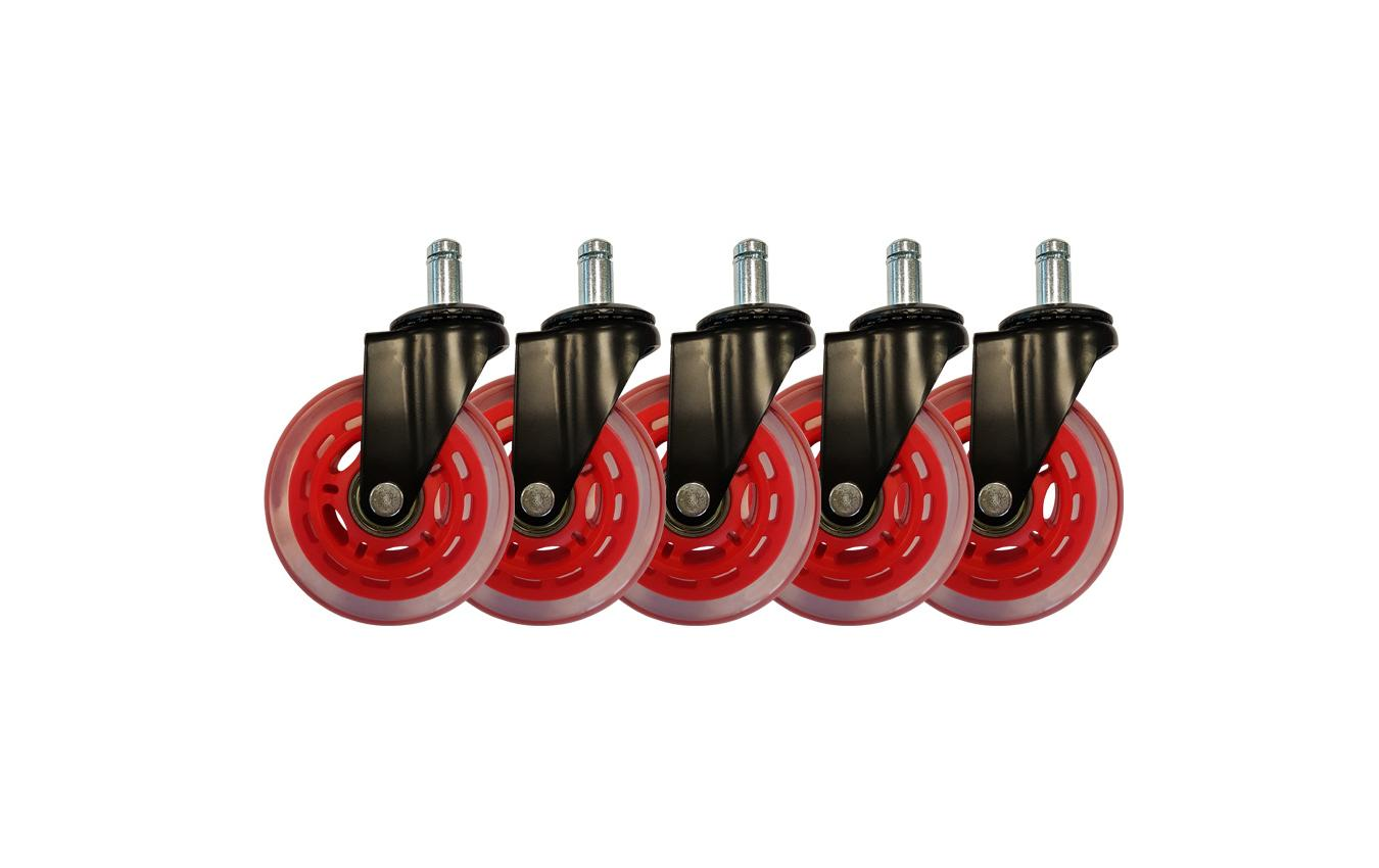 LC-Power Gaming Roulettes pour Chaise 5 pièces Rouge