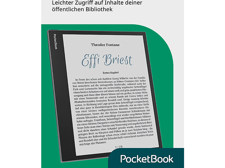 POCKETBOOK InkPad Eo eBook Reader inkl. Stylus, integrierte Kamera, Stereolautsprecher, E Ink Kaleido™ 3 Farbdisplay, Bluetooth, Wi-Fi, 64GB, Mist Grey — Foto 5 von 5