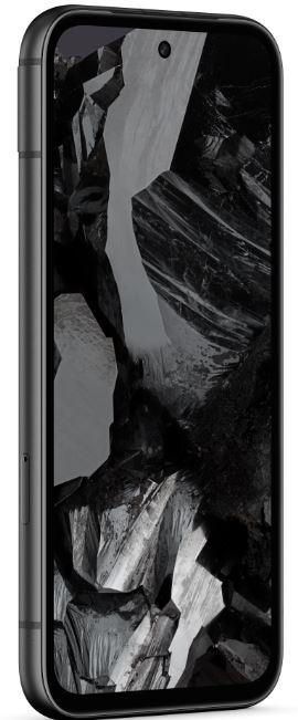 Ein graues Smartphone mit einem abstrakten, dunklen Hintergrundbild auf dem Bildschirm.