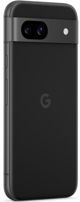 Schwarzes Google Pixel Smartphone mit zwei Kameras und Blitz oben.