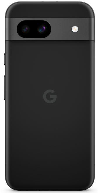 Schwarzes Telefon mit schwarzer Kameraleiste. Google-Logo ist in der Mitte.