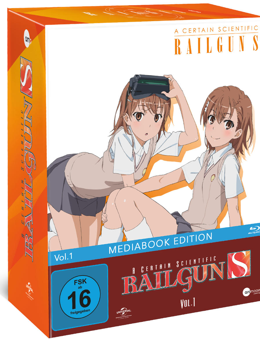 A Certain Scientific Railguns, Vol. 1 Blu-ray-Box. Zwei Anime-Mädchen auf dem Cover.