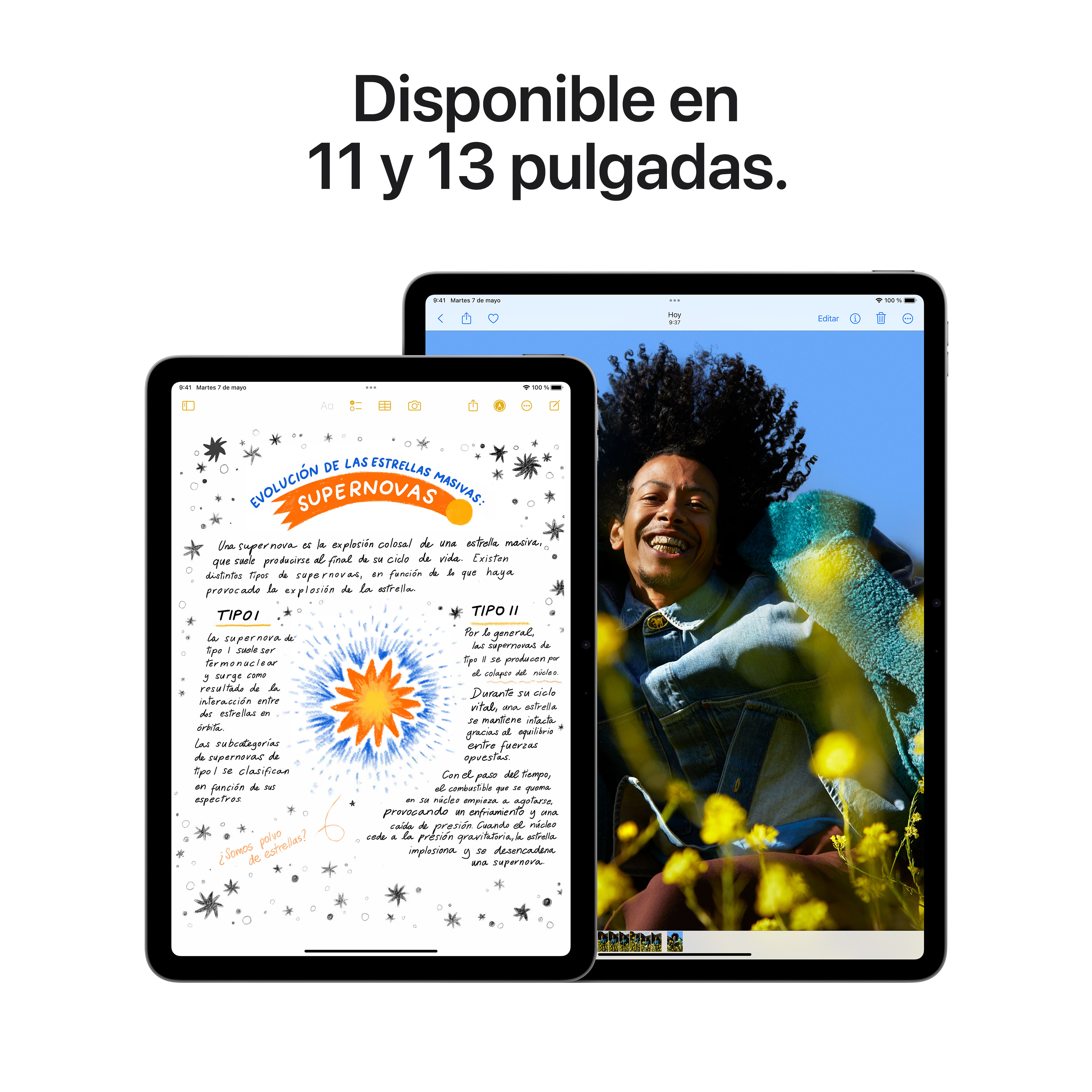 Dos iPads mostrando contenido uno al lado del otro.