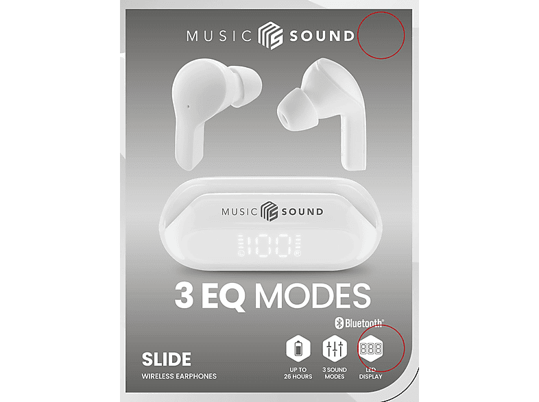 CELLULARLINE Music Sound Slide Dijital Ekranlı ve 3 Mode Özellikli TWS Bluetooth Kulak İçi Kulaklık Beyaz_1