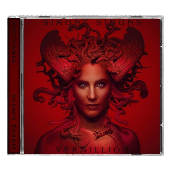 CD-Cover mit Frauengesicht, umgeben von Schlangen. Roter Hintergrund und der Titel 'Vermillion'.