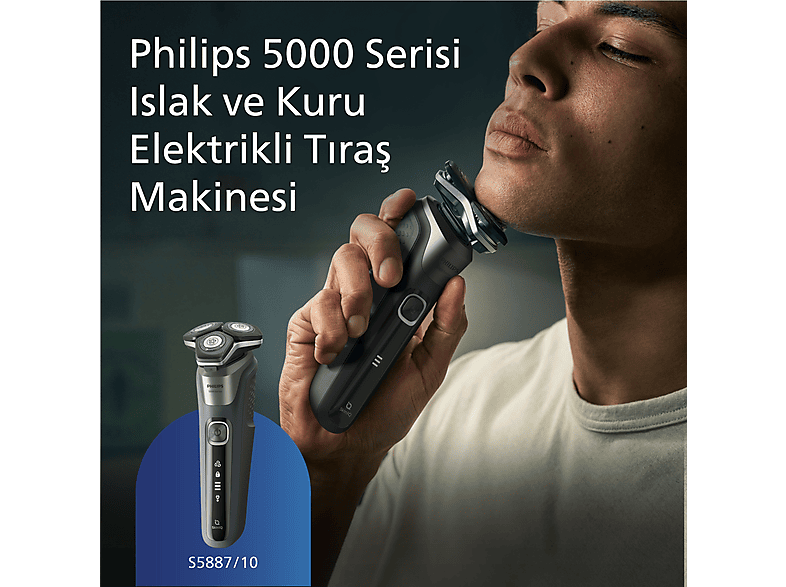 PHILIPS 5000 Serisi Tıraş Makinesi S5887/10,Sinekkaydı Tıraş,Skin IQ Teknolojisi,Islak ve Kuru Kullanım,Hassas Düzeltici_1