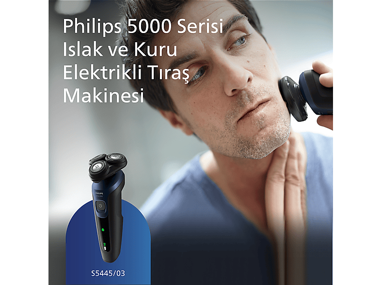 PHILIPS 5000 Serisi  Tıraş Makinesi S5445/03,Sinekkaydı Tıraş,Islak ve Kuru Kullanım_1