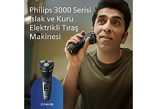 PHILIPS 3000 Serisi  Tıraş Makinesi S3144/00,Sinekkaydı Tıraş,Islak ve Kuru Kullanım,Hassas Düzeltici_1