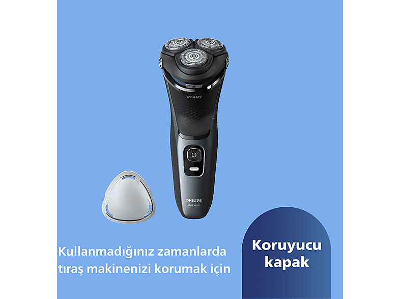 PHILIPS 3000 Serisi  Tıraş Makinesi S3144/00,Sinekkaydı Tıraş,Islak ve Kuru Kullanım,Hassas Düzeltici_11