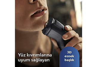 PHILIPS 3000X Serisi  Tıraş Makinesi X3021/00,Sinekkaydı Tıraş,Islak ve Kuru Kullanım,Hassas Düzeltici_2