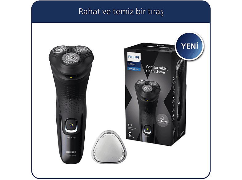 PHILIPS 3000X Serisi  Tıraş Makinesi X3021/00,Sinekkaydı Tıraş,Islak ve Kuru Kullanım,Hassas Düzeltici_0