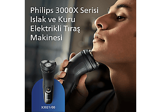 PHILIPS 3000X Serisi  Tıraş Makinesi X3021/00,Sinekkaydı Tıraş,Islak ve Kuru Kullanım,Hassas Düzeltici_1