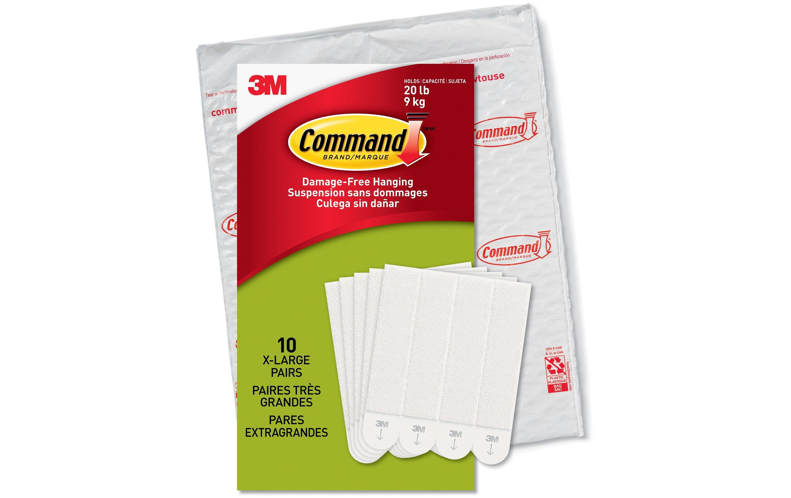 COMMAND Command Klebestick-Set 3M Bandes de montage pour tableaux XL 10 paires, blanc Colle pour photos + Colle pour affiches, Blanc