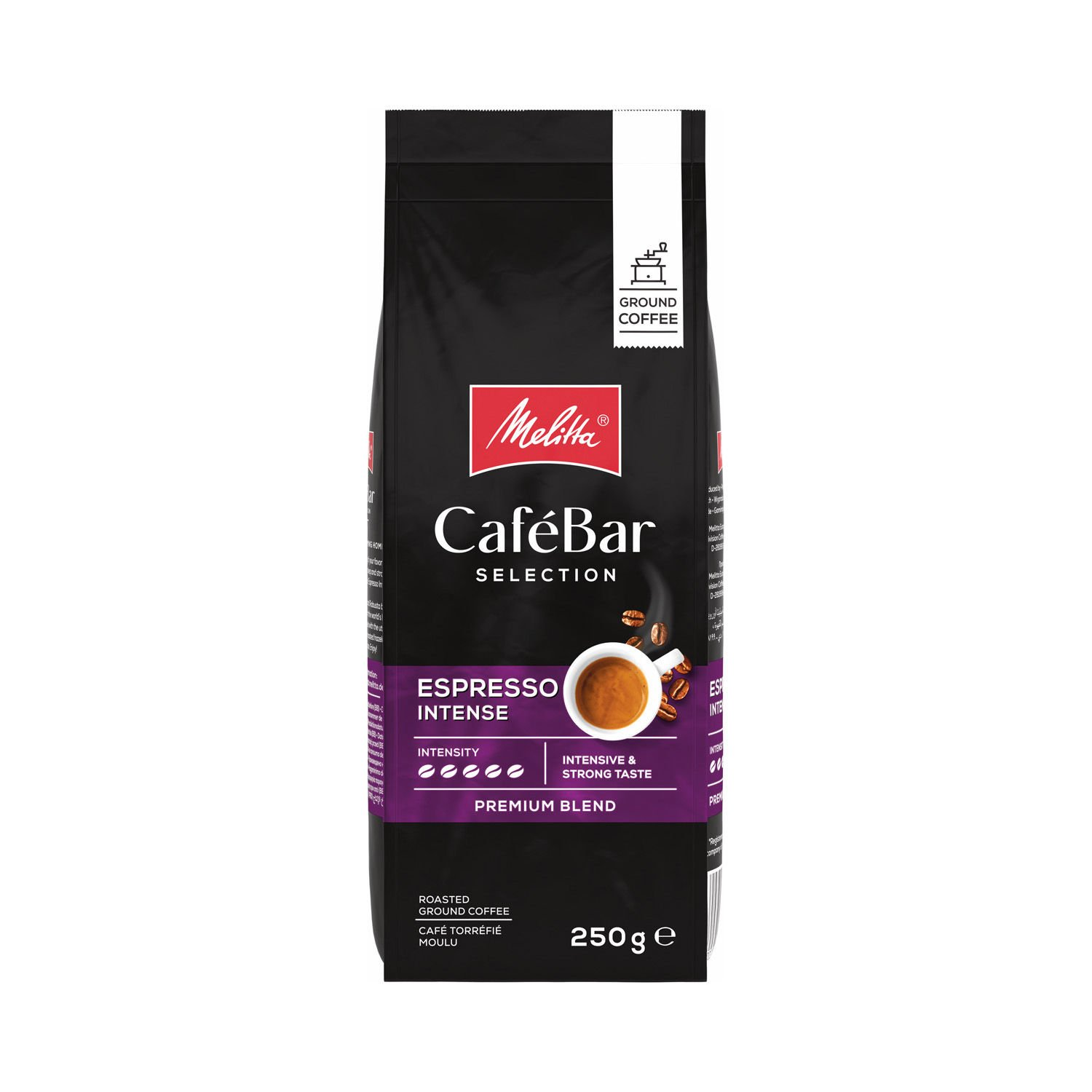 Melitta Cafe Bar Selection Espresso Intense etiketli kahve paketi.
